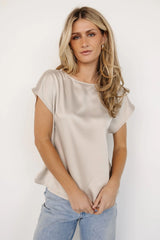 Leonie Satin Top | Natural