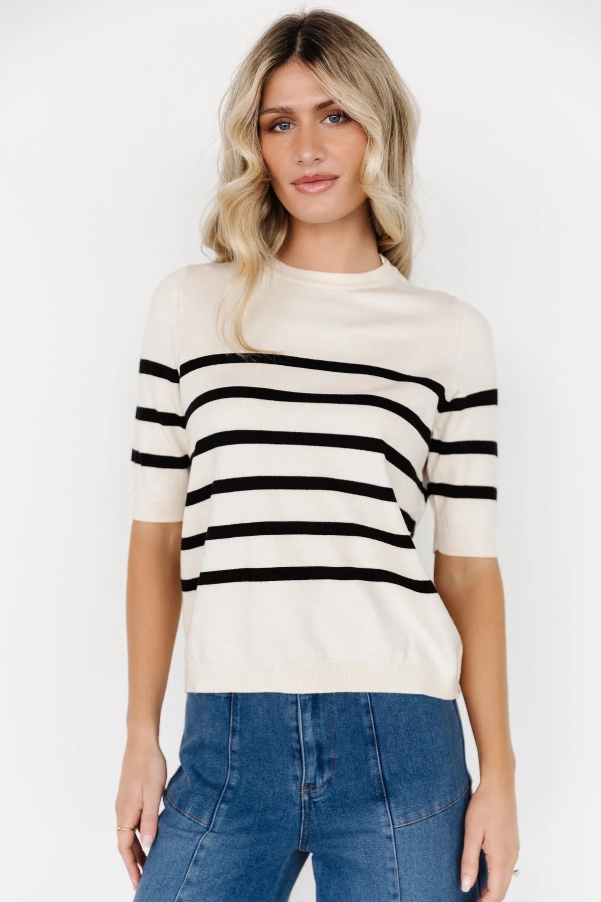 Huntington Striped Top | Cream + Black