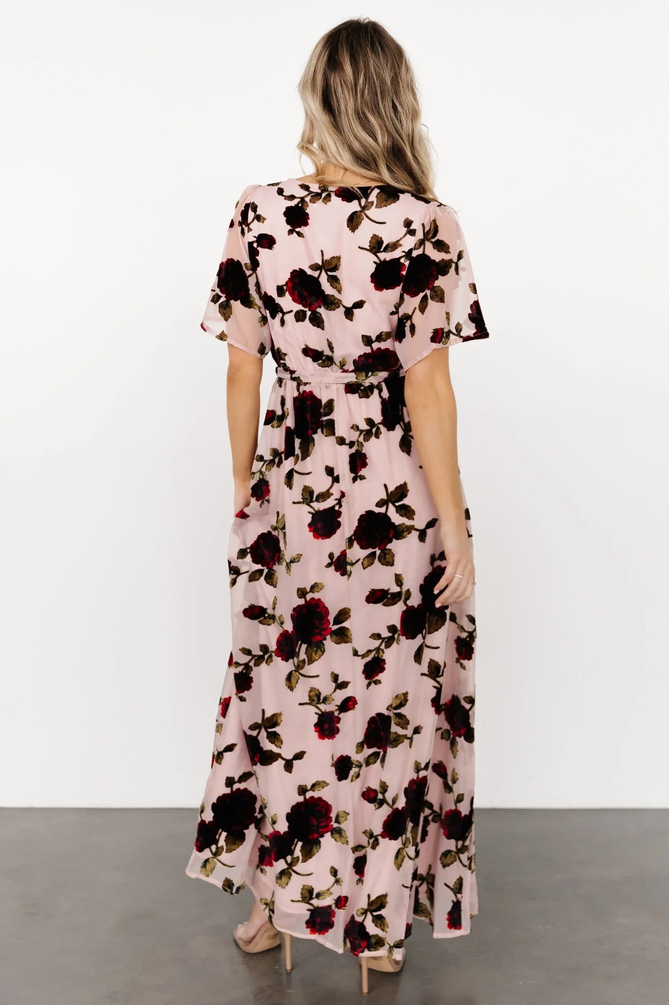 Parisian Velvet Maxi Dress | Blush Rose Floral