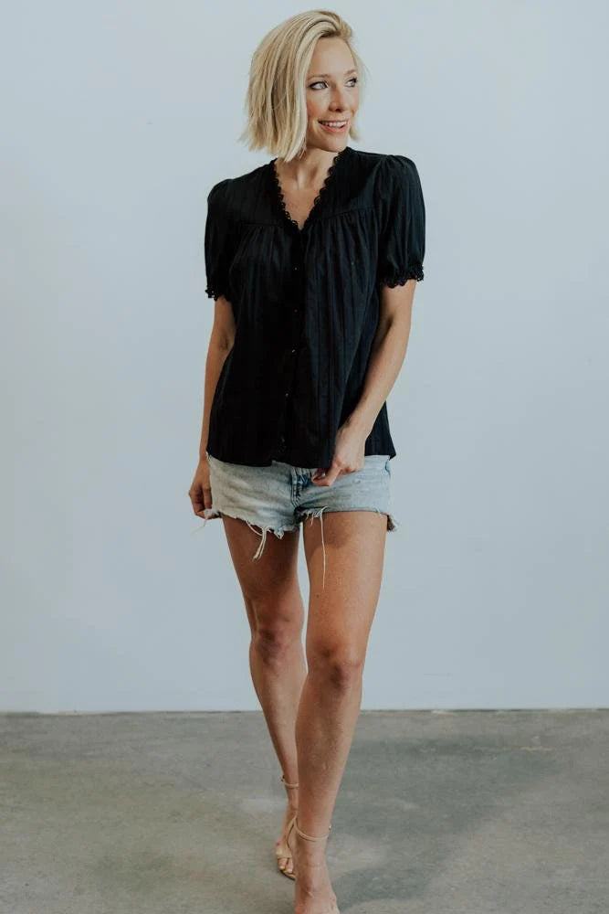 Sloane Button Top | Black