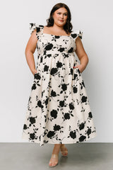 Bridget Midi Dress | Ivory + Black Floral