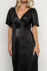Venetian Pleated Gown | Black
