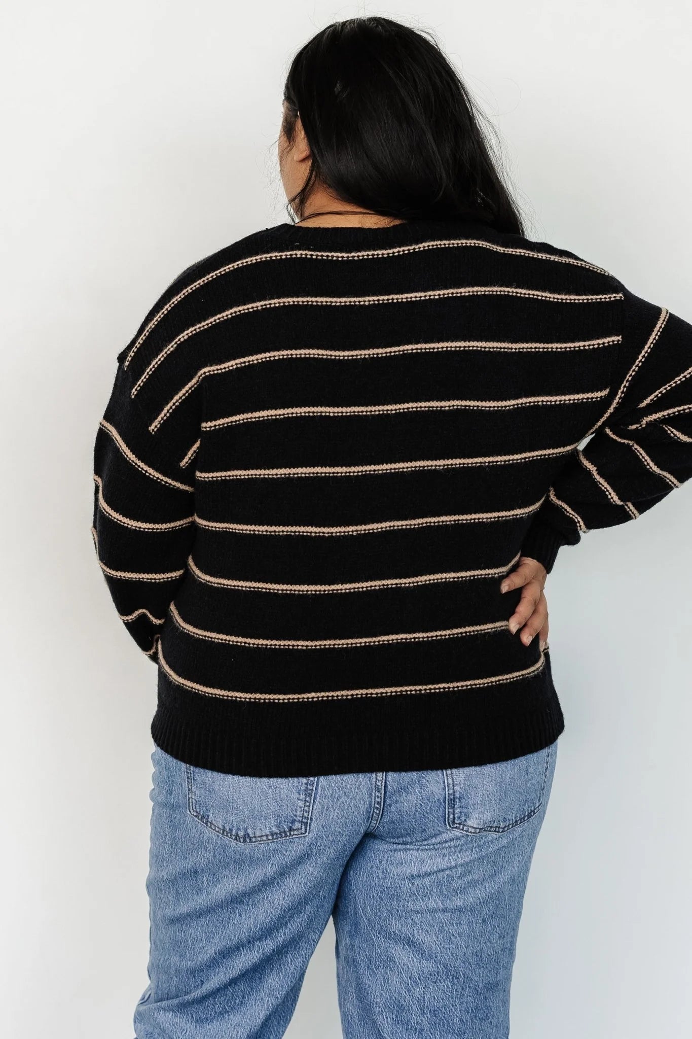 Alanis Stripe Sweater | Black + Camel