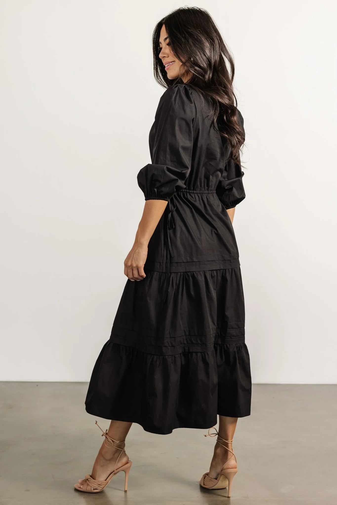 Santa Fe Poplin Midi Dress | Black