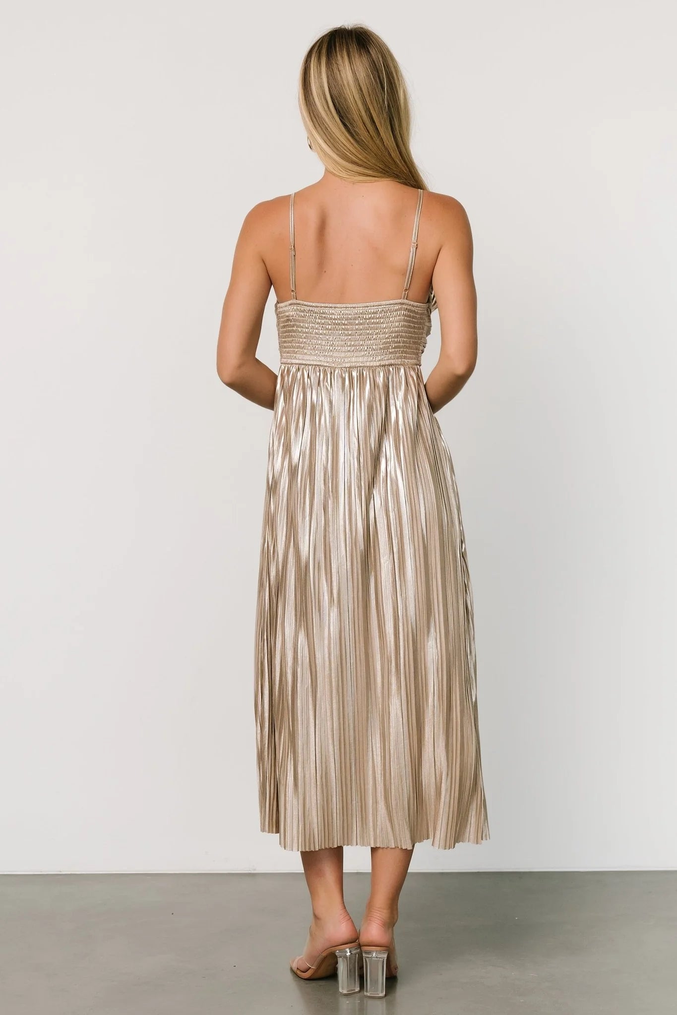 Cecilia Pleated Dress | Champagne