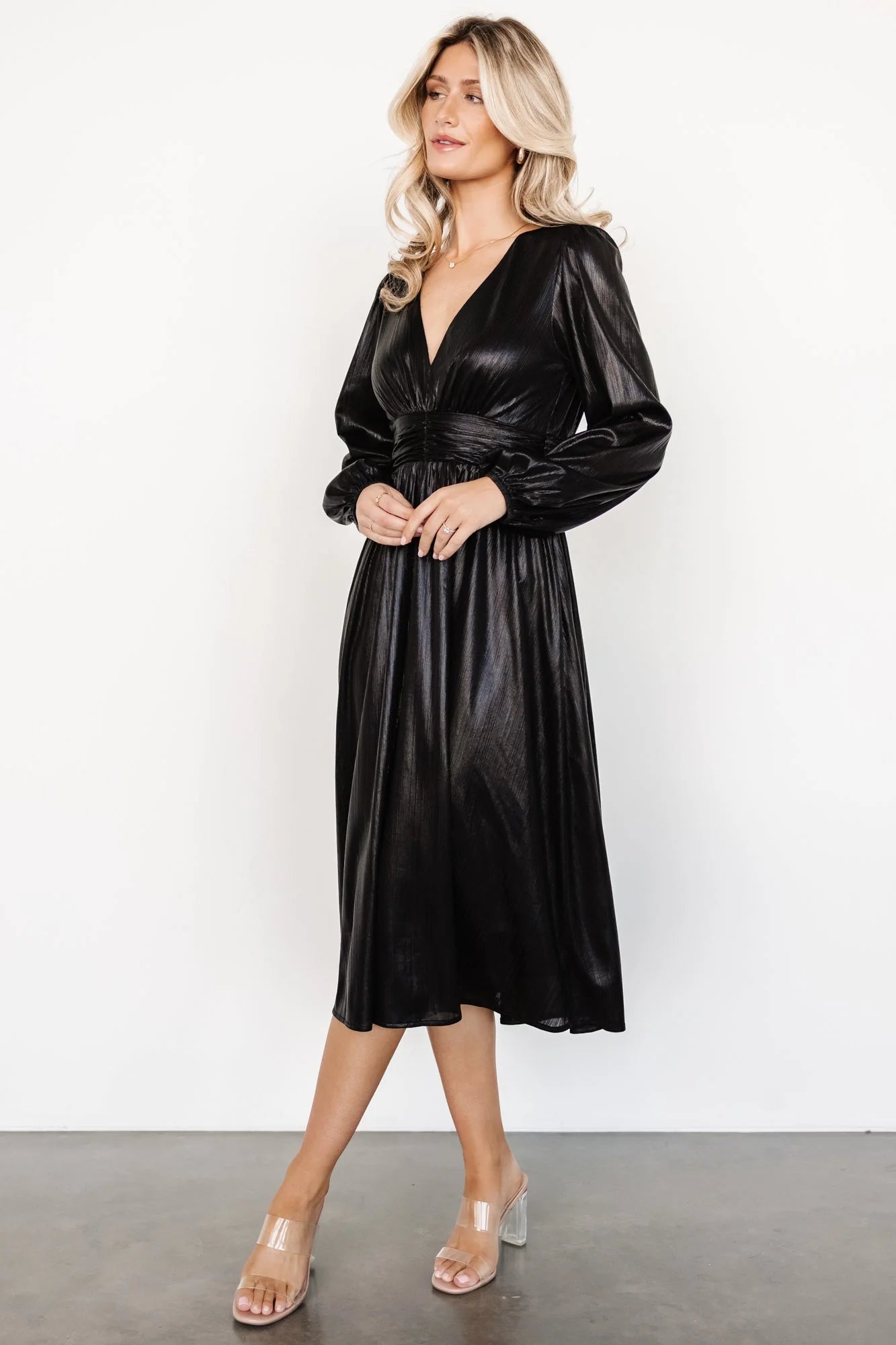Aisha Shimmer Dress | Black