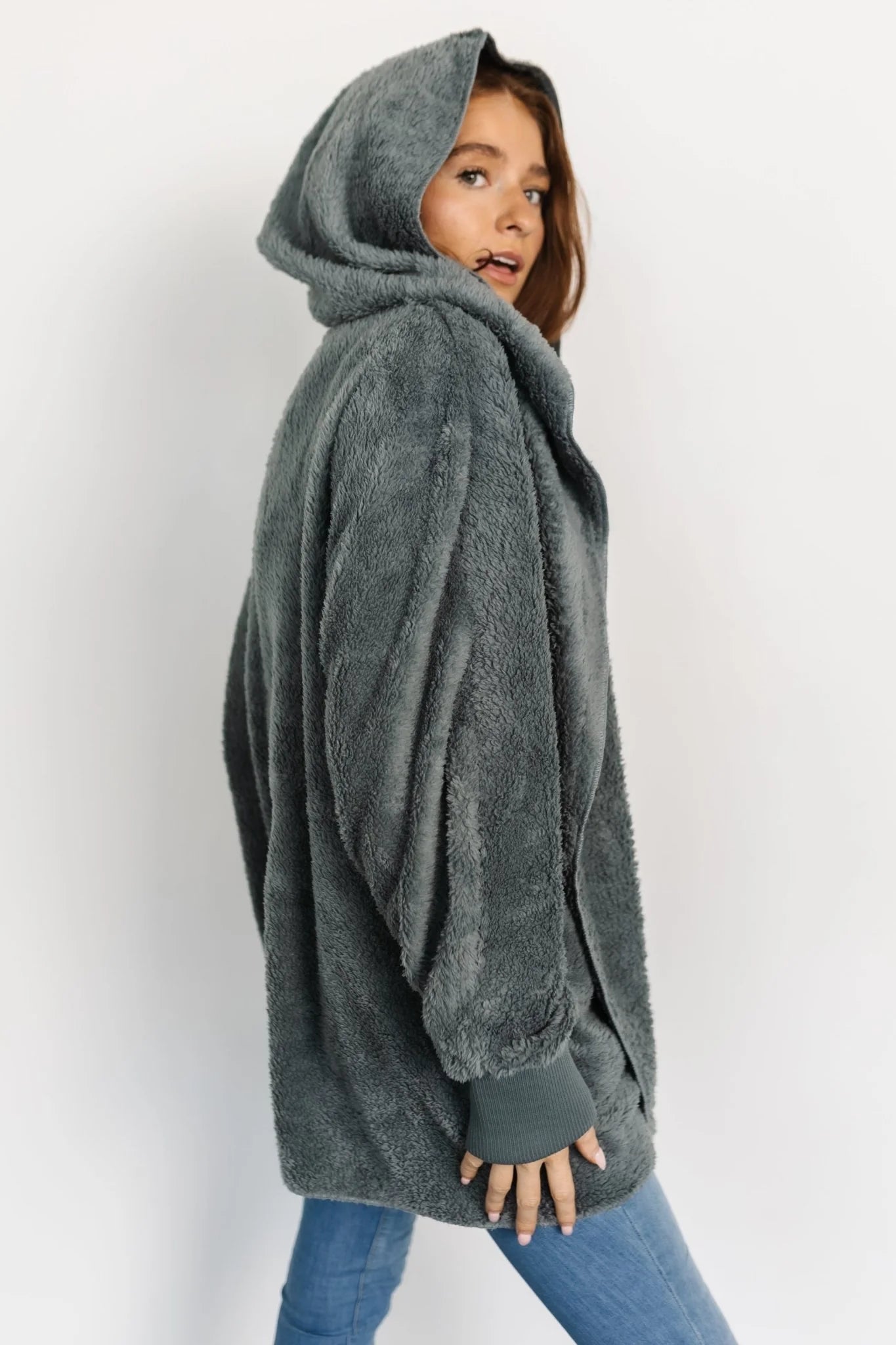 Melrose Teddy Jacket | Dusty Blue