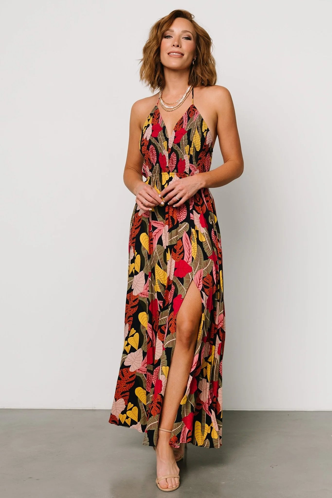 Kota Halter Maxi Dress | Navy Multi Print