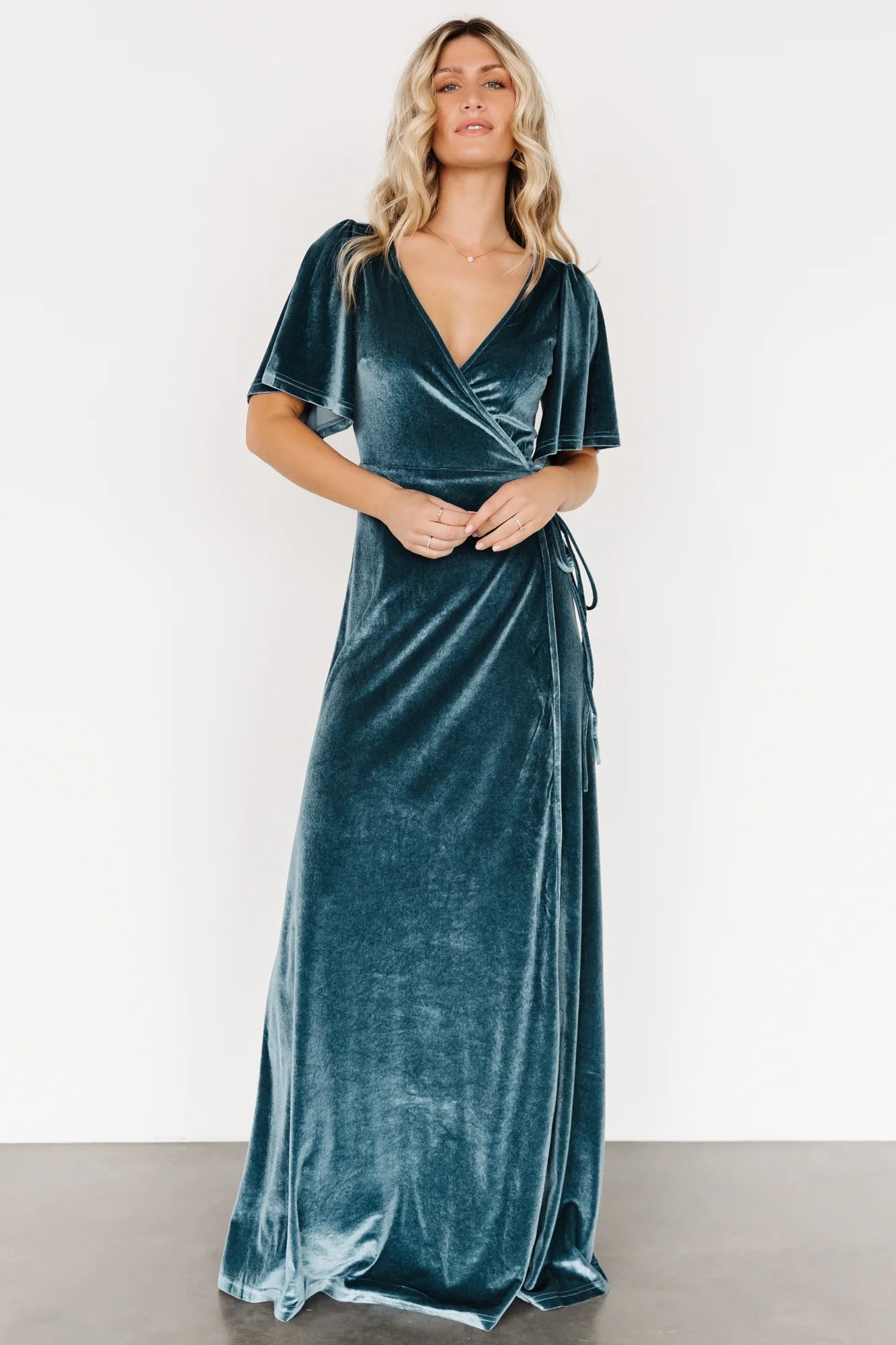 Meghan Velvet Wrap Maxi Dress | Persian Blue