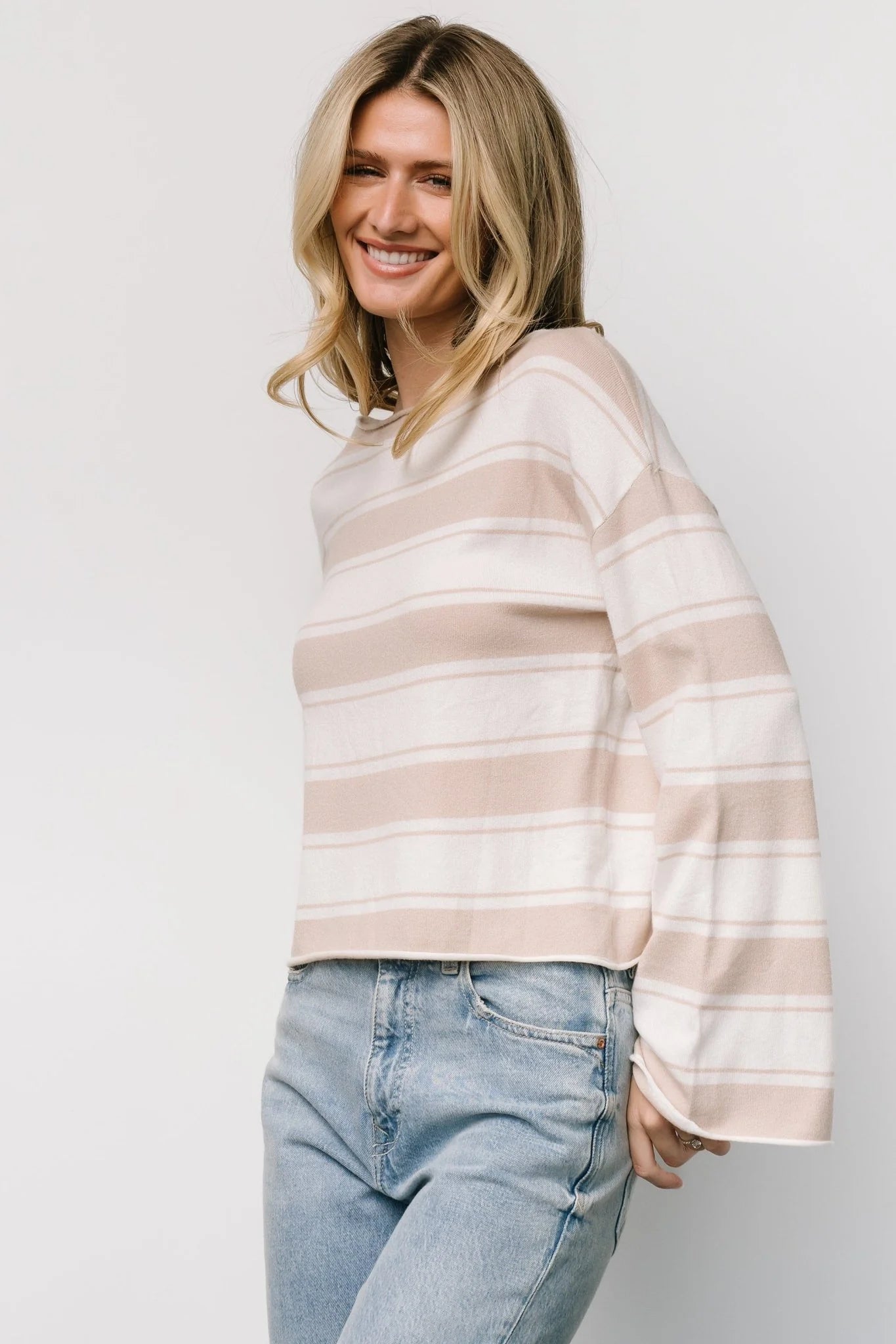 Astoria Striped Top | Ivory + Sand