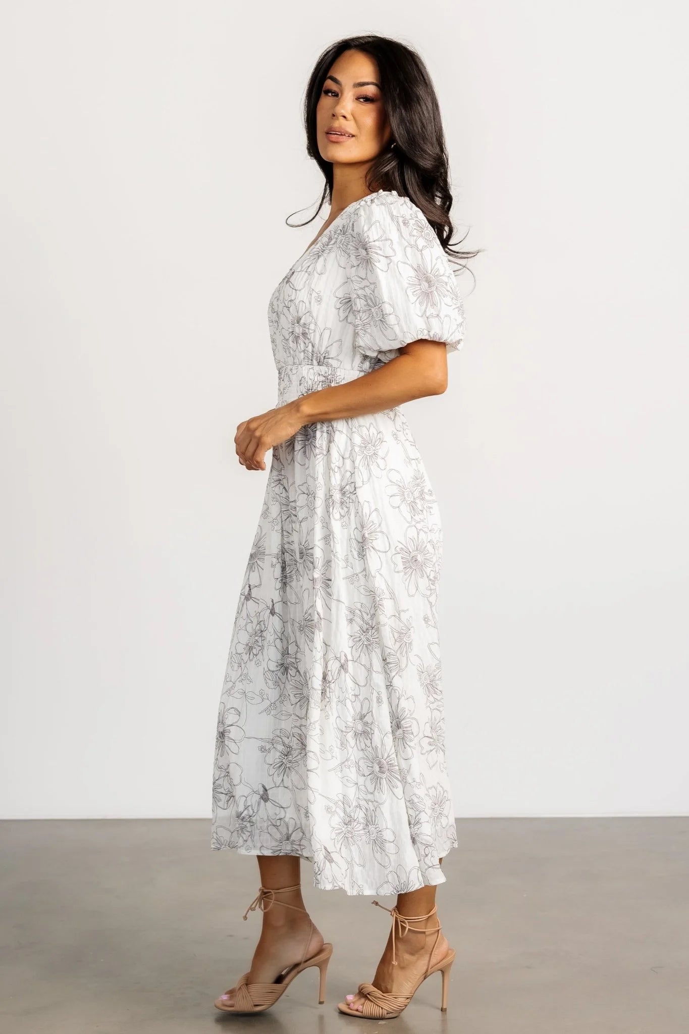 Makenna Midi Dress | Off White Print