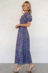 Stockton Smocked Dress | Brown + Blue Floral