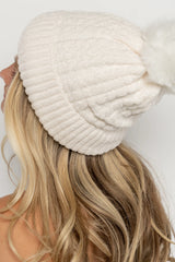 Malery Velvet Cable Knit Beanie | Ivory