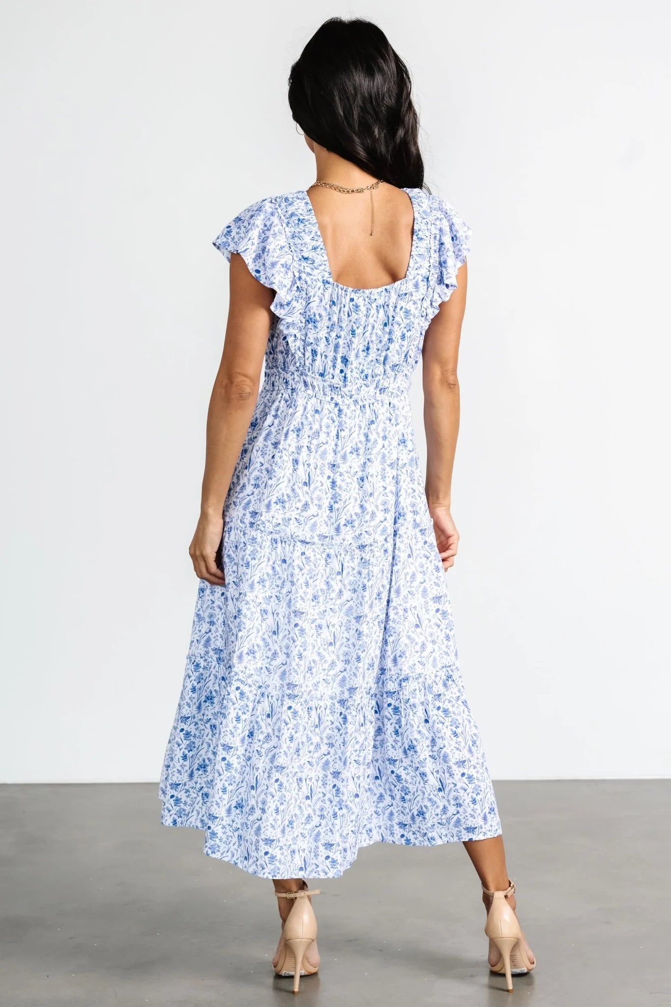 Crete Midi Dress | Blue + White