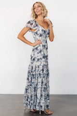 Genevive Maxi Dress | Cream + Blue Floral