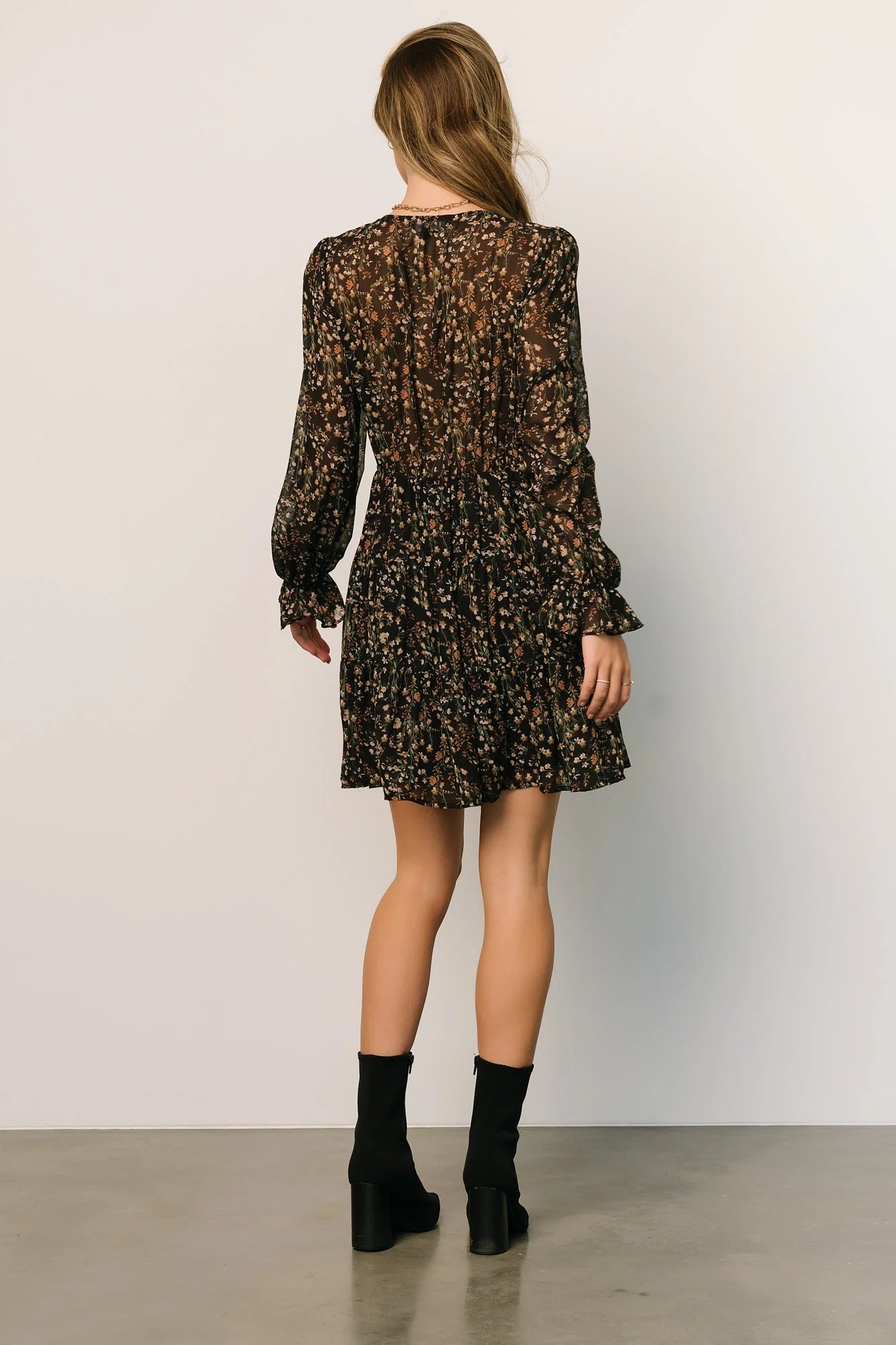Huxley Tiered Short Dress | Black Multi Floral