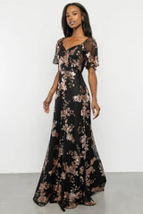 Karina Sequin Maxi Dress | Black + Gold