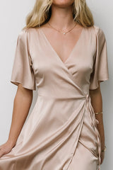 Vara Satin Maxi Wrap Dress | Champagne
