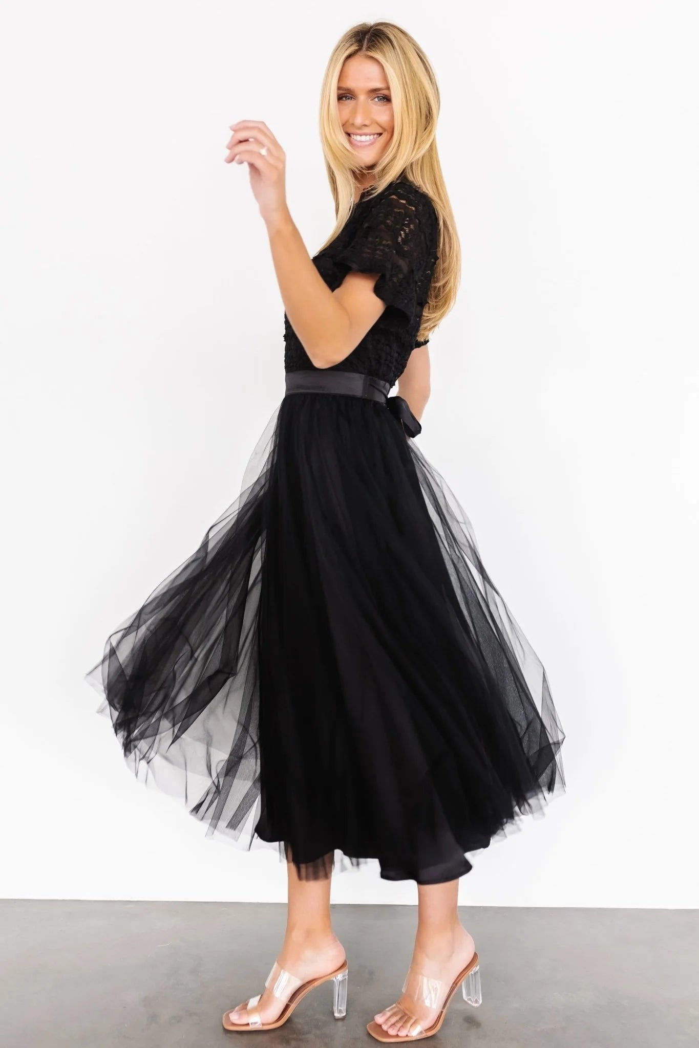 Darcy Tulle Midi Dress | Black