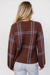 Francie Sweater | Brown + Blue Plaid