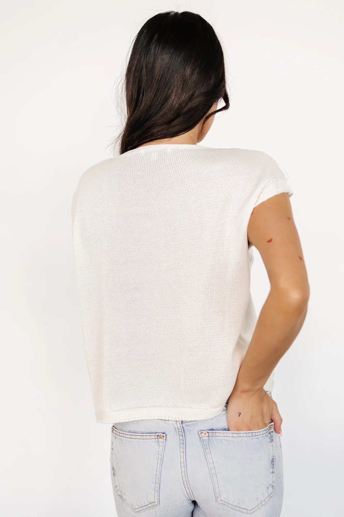 Lexie Knit Top | Cream + Cherry Applique