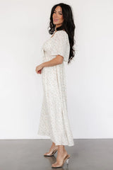 Carah Tie Dress | Off White + Gold Floral