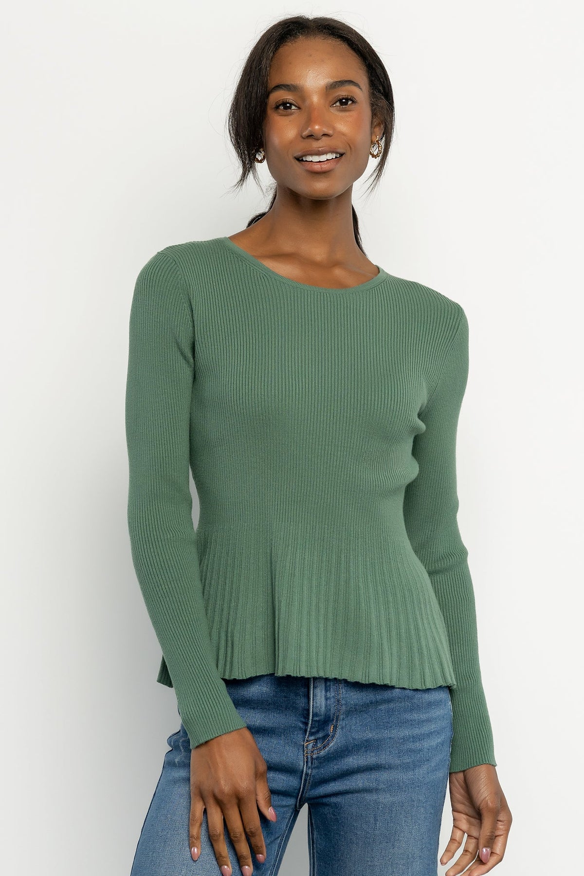 Ainsley Ribbed Top | Winter Green