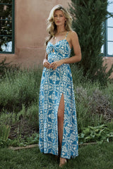 Kali Maxi Dress | Blue + White