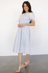 Farrah Smocked Midi Dress | Light Blue