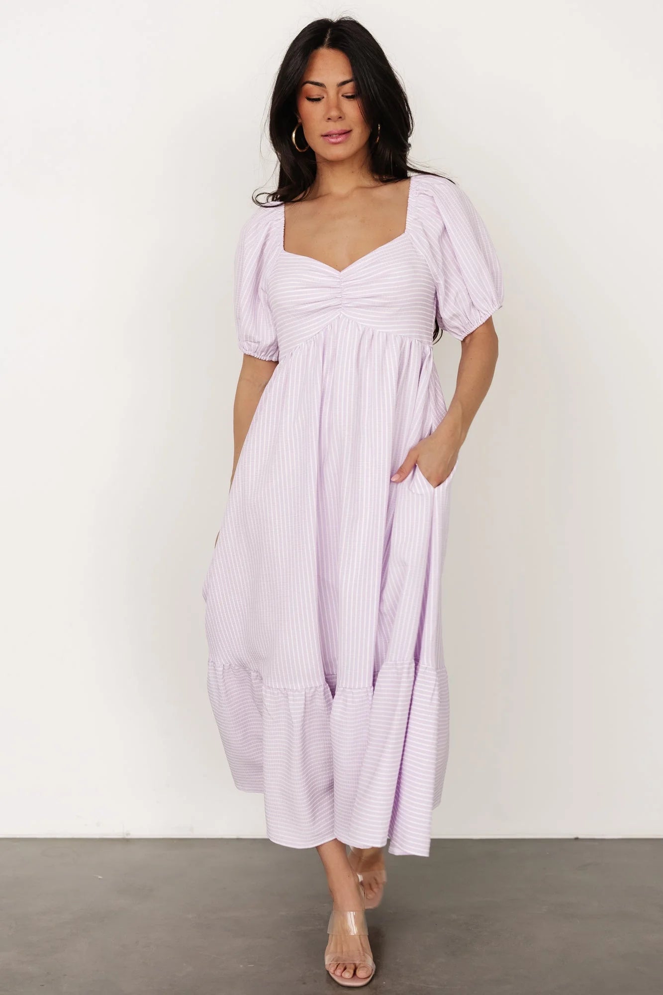 Poppy Midi Dress | Lavender + Off White