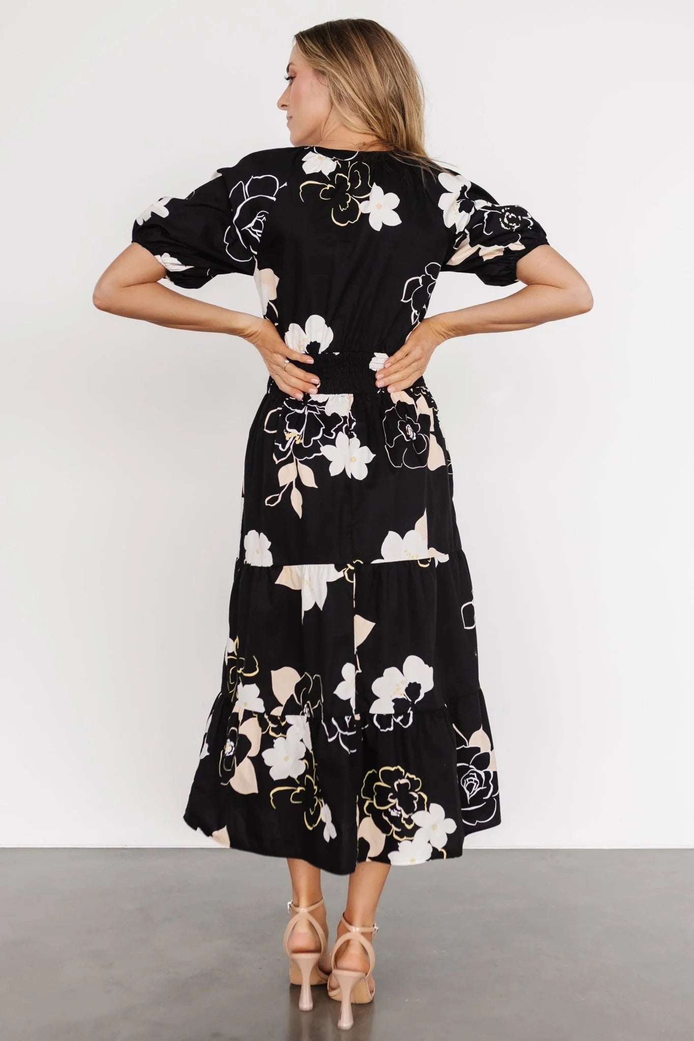 Hacienda Tiered Midi Dress | Black Multi