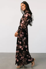 Luciana Maxi Dress | Black + Mauve