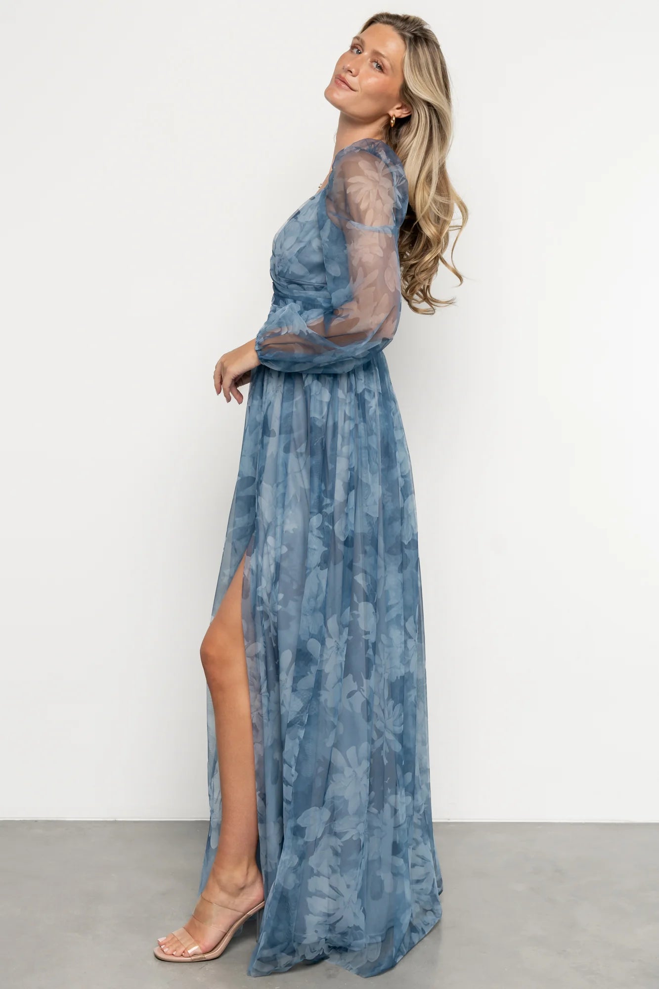 Nara Tulle Maxi Dress | Blue Floral