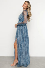 Nara Tulle Maxi Dress | Blue Floral