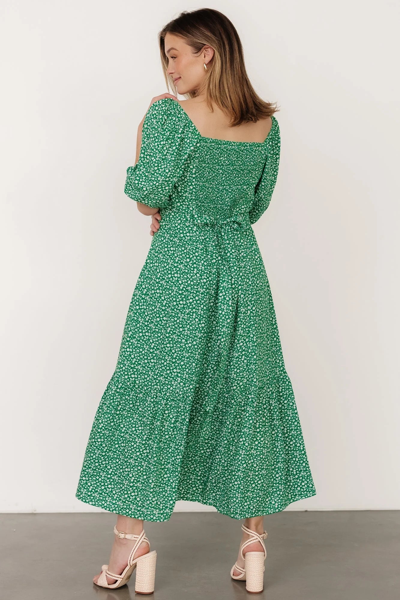 Elisabeth Button Dress | Green Floral