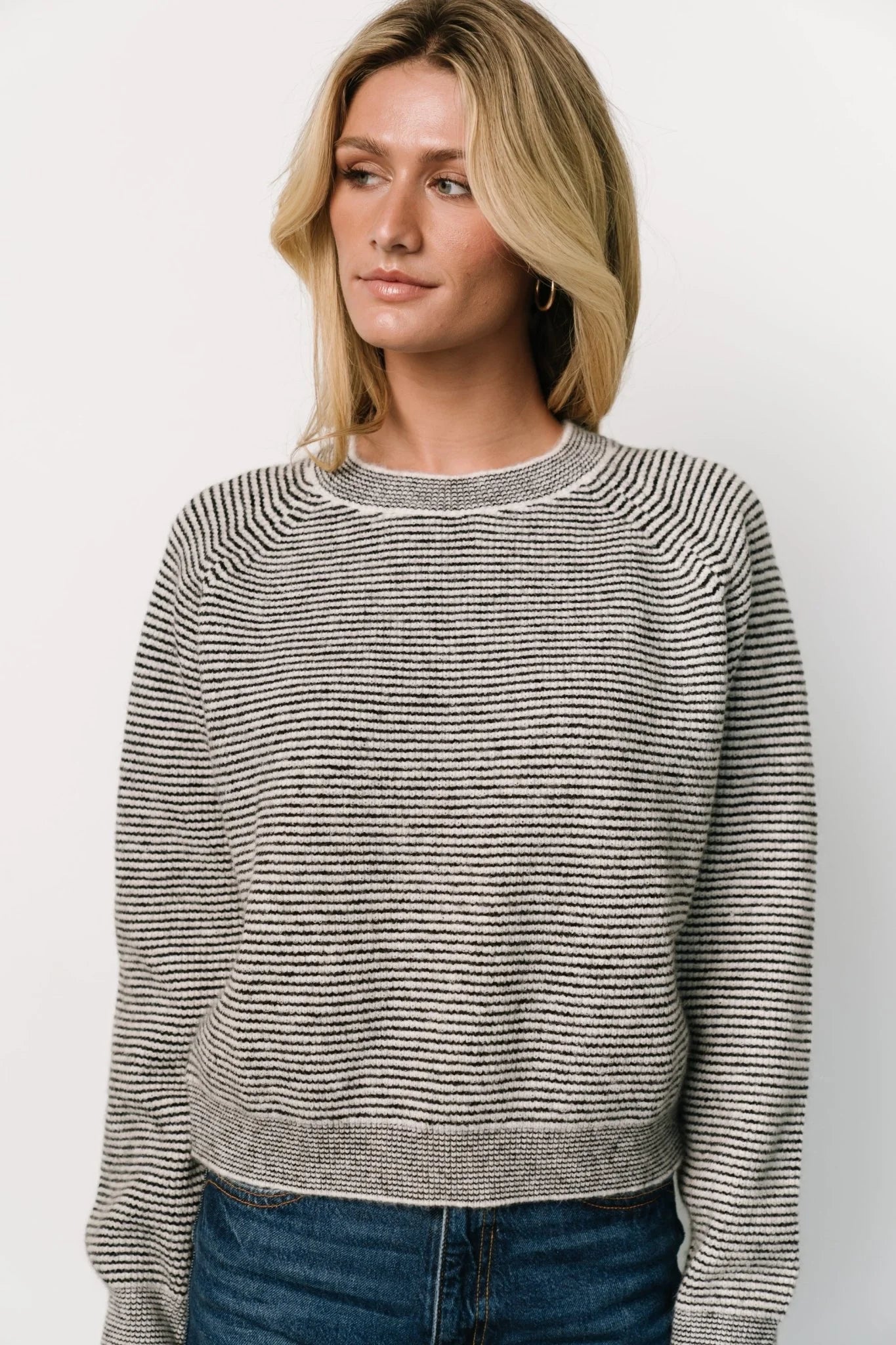 Zadie Striped Sweater | Ivory + Black