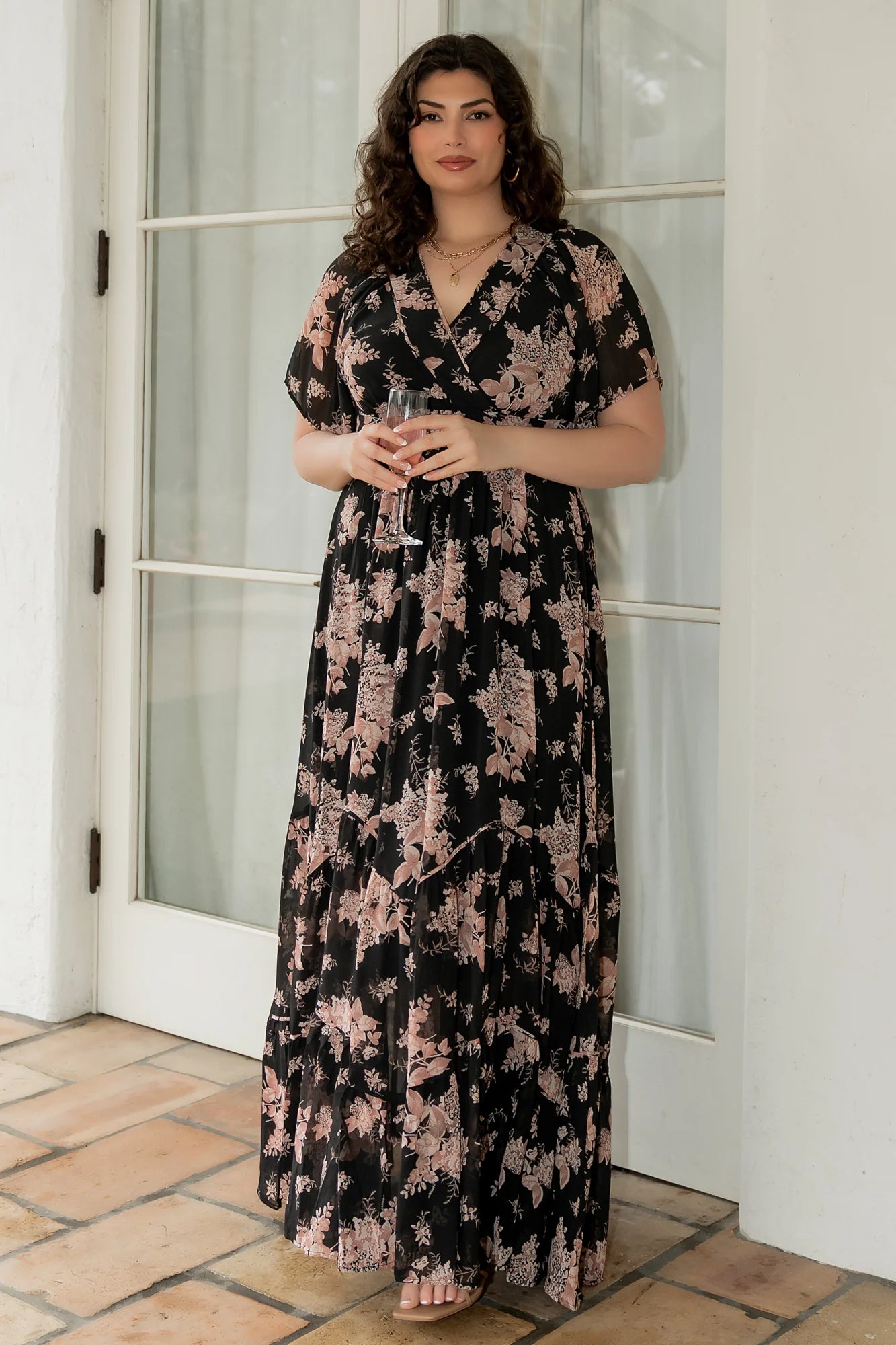 Katherine Maxi Dress | Black + Blush Floral