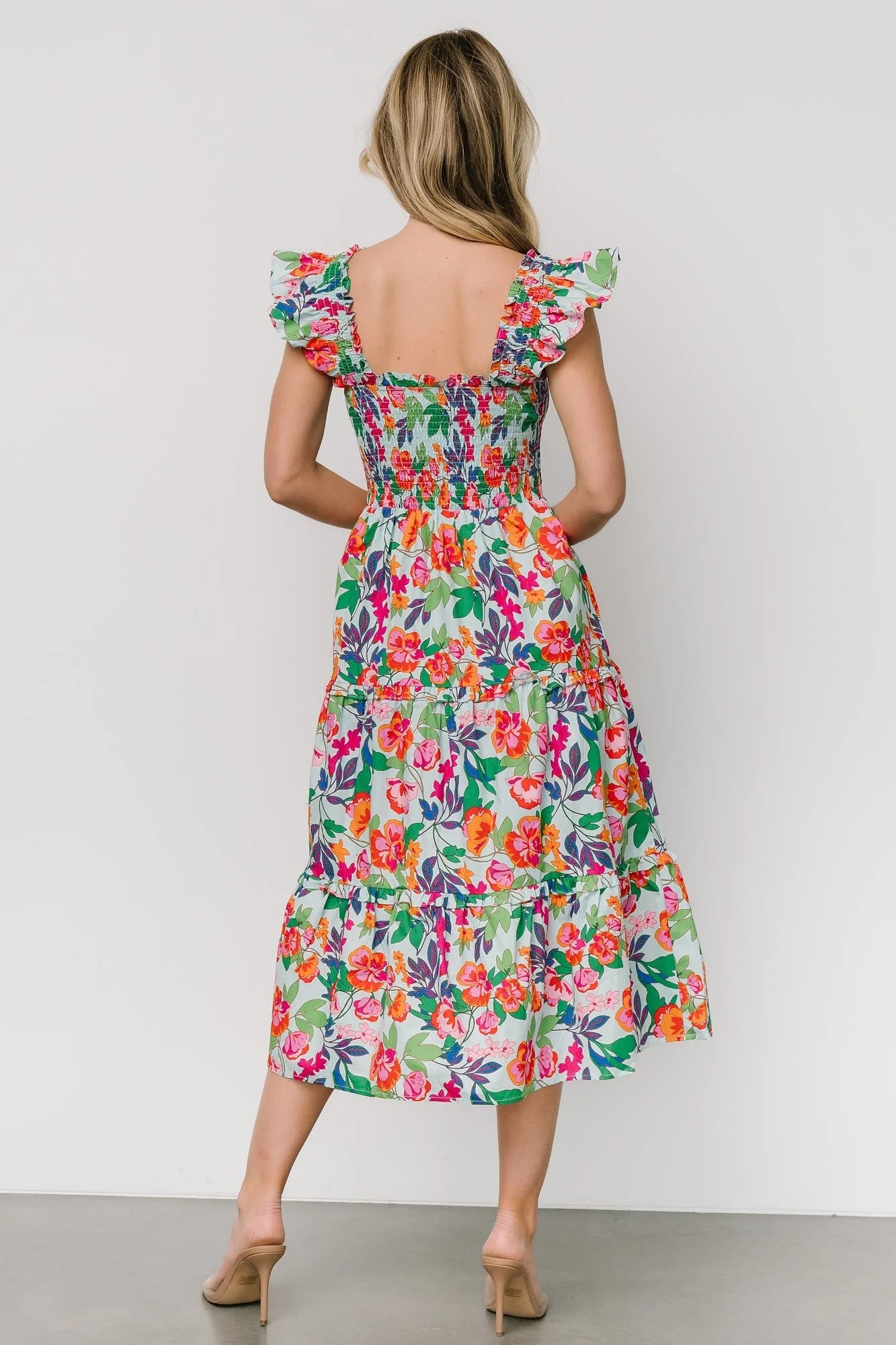 Harper Smocked Midi Dress | Blue Multi Floral