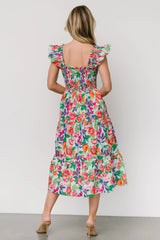 Harper Smocked Midi Dress | Blue Multi Floral