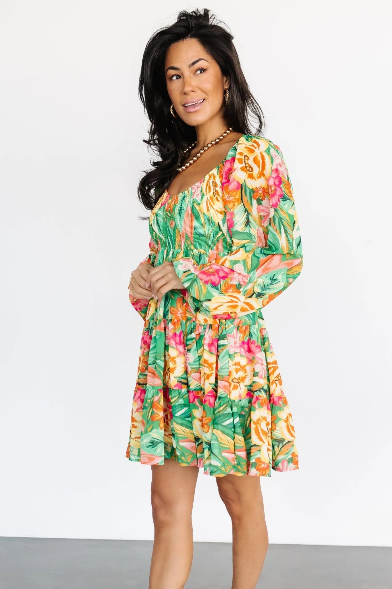 Acapulco Short Dress | Green Multi Print