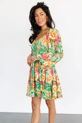 Acapulco Short Dress | Green Multi Print