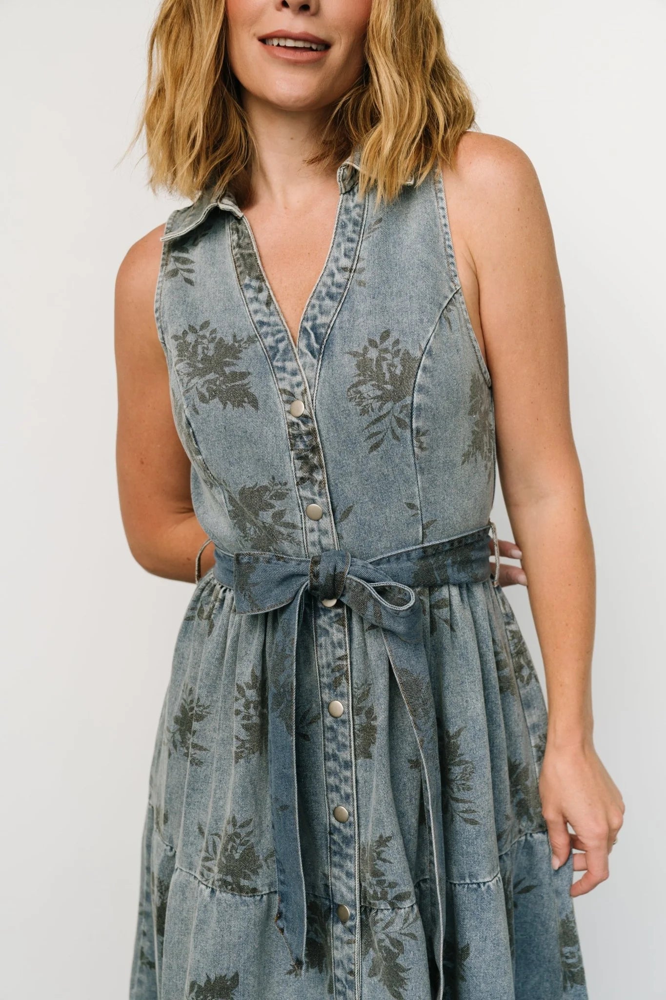 Bernadette Sleeveless Denim Dress | Washed Blue