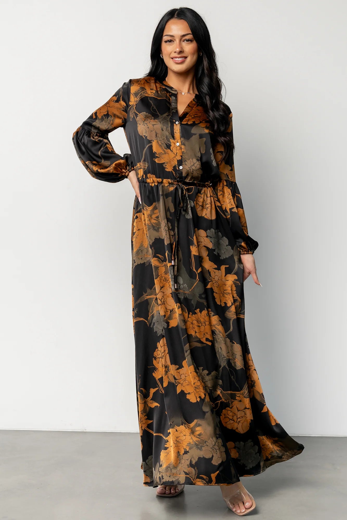 Helen Maxi Dress | Black + Gold