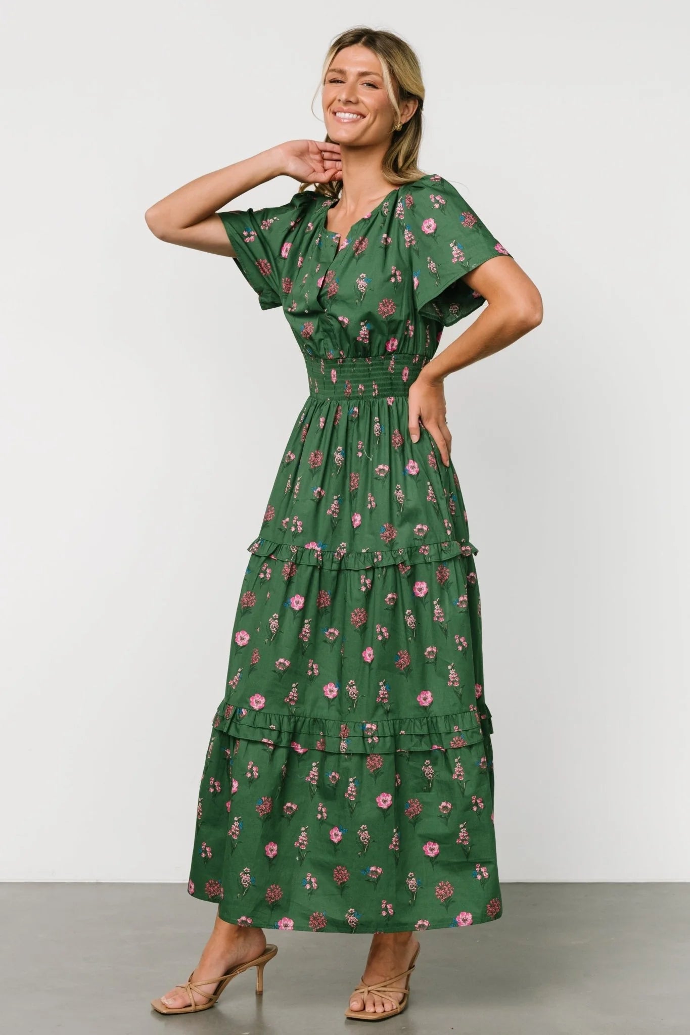 Kiana Poplin Maxi Dress | Green + Pink