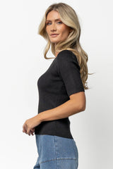 Chiara Ribbed Top | Black