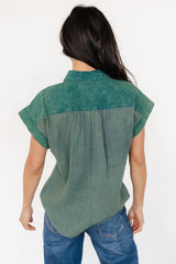 Jaye Button Top | Washed Green