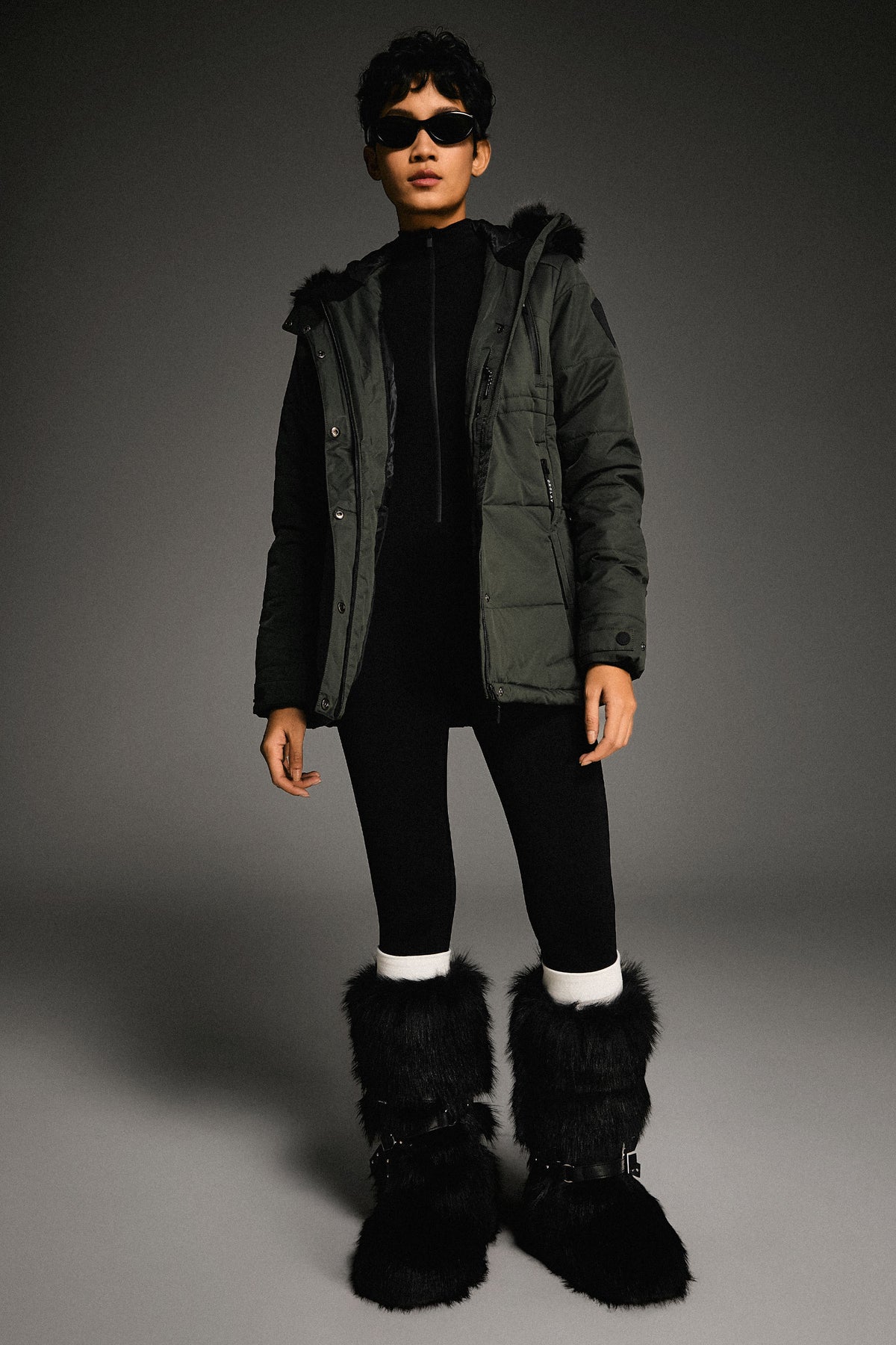 Faux Fur Hooded Mountain Parka Jacket