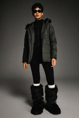 Faux Fur Hooded Mountain Parka Jacket