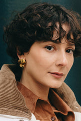 Gold Round Plate Earrings