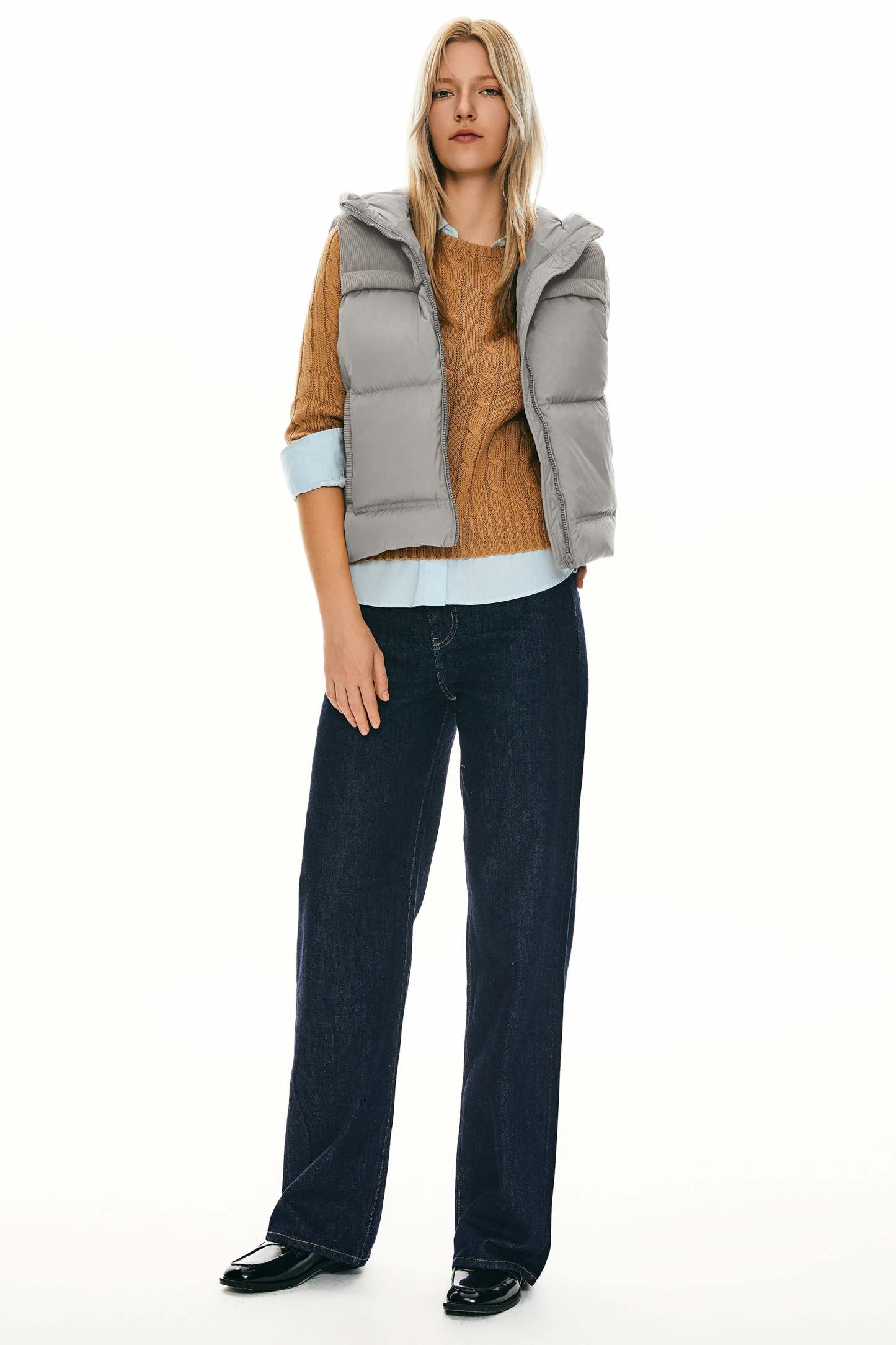 Hooded Puffer Down Vest Cropped Zip Up Lightweight